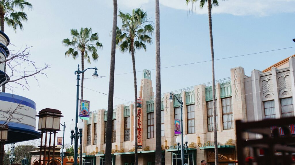 Palm-lined street in Anaheim, California